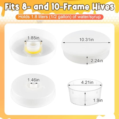 4 Pack Round Rapid Bee Feeder with 8 Anti-Drowning Sponge Rings for Hives, Compatible with 8-Frame and 10-Frame Beehives, Honeybee Feeder Water or Sugar Syrup Feeding Equipment for Outside