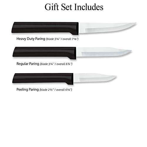 Rada Cutlery Paring Knife Galore Gift Set (G201), 3-Piece Knife Set, Stainless Steel Blades, Black Handle - color: Black