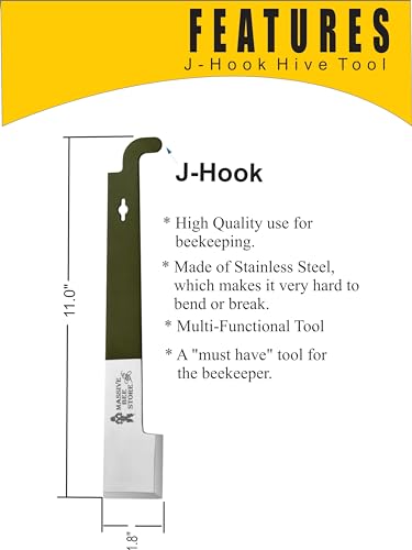 Frame Lifter and Scraper J Hook Tool Hive Tool Beekeeping Equipment (J Shaped:11 inch) (Olive Green/Two Pcs) - color: Olive Green/Two Pcs