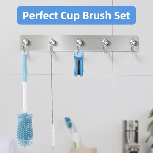 Water Bottle Cleaner Kit for Owala 24/32/40oz,3 Pack | Extra Long Silicone Bottle Brush,Bendable Stainless Steel Straw Cleaner,Compatible with Owala Accessories