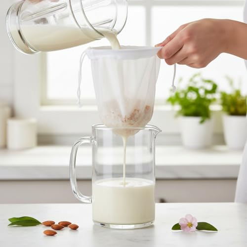 Kimmama Nut Milk Bag, Food Straining Bag, Nylon, 7.9 x 11.8", 4 Pack | Cheese Cloth Bag, Straining Fruit Juice, Tofu, Almond