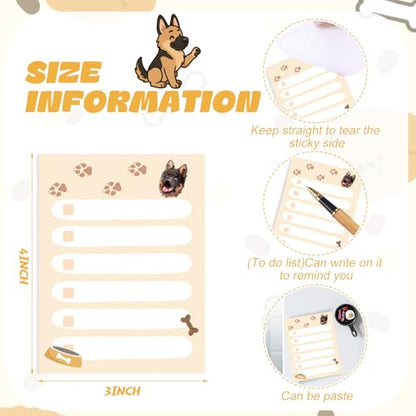 Chiisong 12 Pcs German Shepherd Sticky Notes 3x4 Inches Dog Notepad to Do List Kawaii Dog Lover Gifts for Women Office Supplies Sticky Notes Home Christmas Office Decor - style: German Shepherd