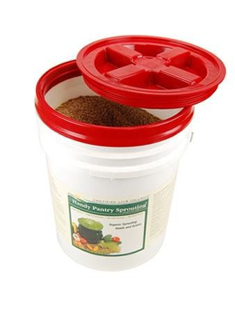 5 Gallon White Bucket & Gamma Seal Lid - Food Grade Plastic Pail & Gamma2 Screw Seal Tight Lid (Red)