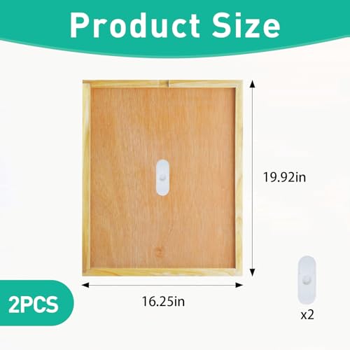 2pcs Beehive Inner Cover for 10 Frame Hive Box,Beeswaxed-Coated Bee Hive Cover,Beekeeping Supplies,Bee Hive Top Cover with Frame,Cover with Feeding Hole for Beekeeping Tool (2)