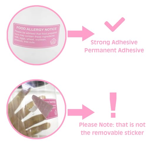 500 Pcs Food Allergy Stickers, 1x2 Inch Labels for Bakery, Cookie, Kitchen
