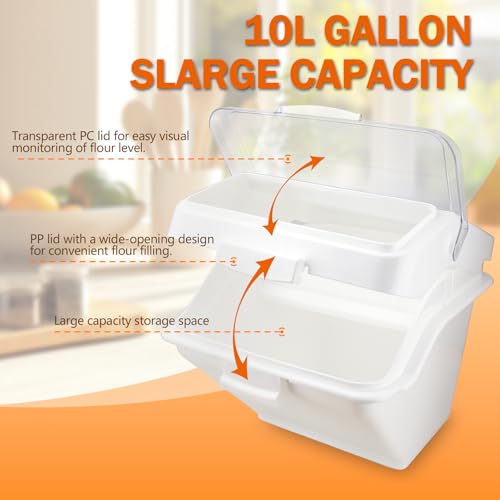 Flour Bin, 10 lb Stackable Kitchen Ingredient Storage Container with Lid - Food Pantry Organizer for Flour, Sugar, Rice, Baking,Dog Food Supplies (10lb) - size: 10lb