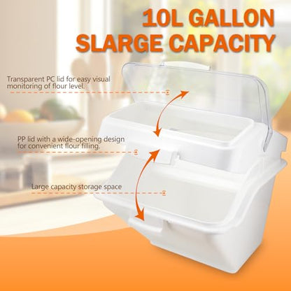 Flour Bin, 10 lb Stackable Kitchen Ingredient Storage Container with Lid - Food Pantry Organizer for Flour, Sugar, Rice, Baking,Dog Food Supplies (10lb) - size: 10lb