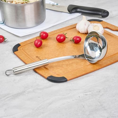 Restaurantware Stainless Steel Soup Ladle - German Standard Large Kitchen Ladle with Deep Bowl Design, Dishwasher Safe, Heat Resistant - Serving Ladle for Soups, Stews, Sauces - style: Steel Serving Ladle