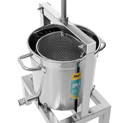 Fruit Wine Press, 2.6gal/10L Manual Juice Maker Stainless Steel Fruit Juicer Grape Apple Juice Extractor Large Capacity Apple Grapes Crusher Cider Tincture Vegetables Honey Olive Oil Press