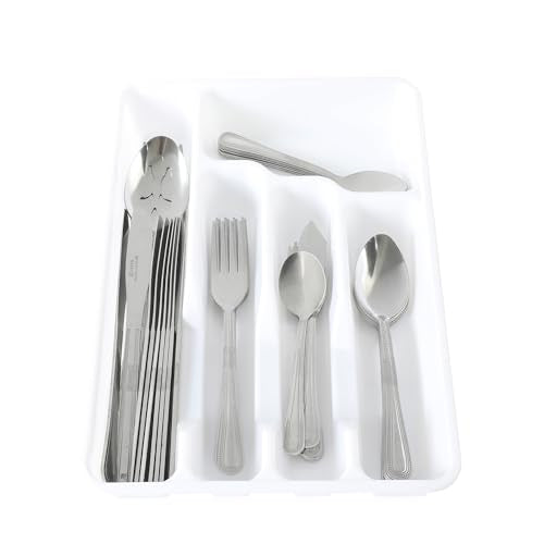 Gibson Home Aston 45-Piece Stainless Steel Flatware Set with Tray and Serving Utensils – Silverware Service for 8 - size: Service for 8 w/ Serving Utensils (45pcs)