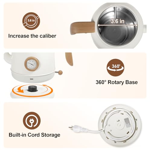 1.2L Electric Gooseneck Kettle with thermometer, Tea Kettle for Boiling Water, Gooseneck Electric Kettle for Coffee & Tea - color: 1.2L