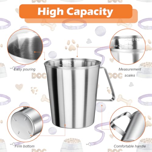 4Cup Dog Measuring Cup,Stainless Steel Measuring Cup,Pet Food Measuring Scoop for Dogs, Cats, Birds and Small Pets,Kitchen use-Ideal for Dry Food & Treats (4CUP) - size: 4CUP