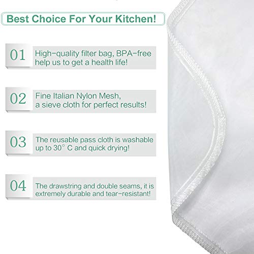 Nut Milk Bag Reusable 2 Pack Food Strainer Nut Bag(12×12 in) | for Straining Almond/Soy Milk Greek Yogurt Cold Brew Coffee Tea Beer Celery Juice Fine Nylon Mesh - size: 2 pack - 12"x12"