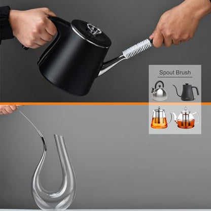 ALINK 8 Pack Black Bottle Brush Cleaning Set with Stand, Long Handle Bottle Cleaner with Holder for Narrow Neck Beer Wine Brewing Bottles, Stanley Water Bottles, Baby Bottles, Tumblers, Carafe, Straws - color: Black