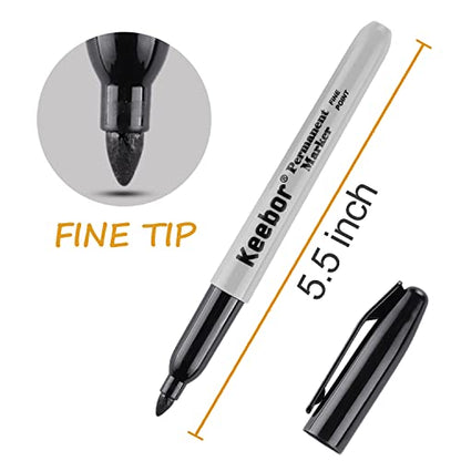 Keebor Black Permanent Markers Bulk of 100 Pack, Fine Point Permanent Marker Set, Waterproof, Quick Drying, School & Office Supplies - size: 100 Pack