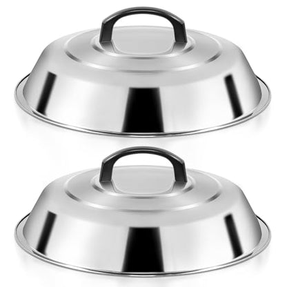 12 Inch Stainless Steel Cheese Melting Dome - 2 Pack BBQ Griddle Accessories, Basting Cover & Steaming Cover Wok Lids, Fits Blackstone Camp Chef Flat Top Griddle, Indoor Outdoor Use