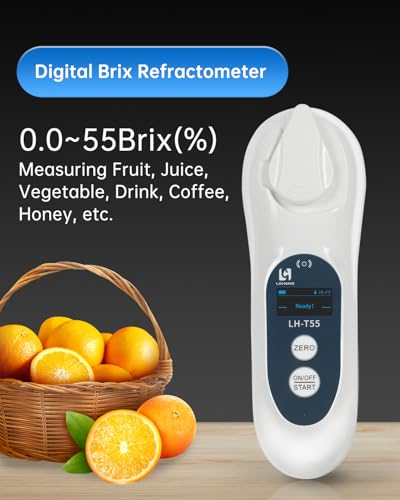 3-in-1 Digital Brix Refractometer with ATC/Refractive Index(RI), Accurate Measurement with Precision Light-Blocking Cover, Brix Meter for Fruit Juice/Beer Brewing/Coffee/Wine Liquid, Range: 0-55% - size: 0-55%Brix