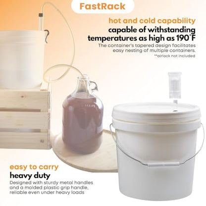 FastRack 2 Gallon Fermentation Bucket with Lid, Grommet & twin bubble airlock (3 Pack)|HDPE Brew Bucket with Handle & Grommeted Lid |BPA-Free Fermenter Ideal for Beer, Wine, Mead, Cider & Food Storage - size: 3 Pack