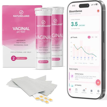 NATURELAND Vaginal pH Test Strips, High Sensitivity Daily Care Strips for Women, Value Pack | Accurate Acidity & Alkalinity Balance (120 Strips) - size: 120 Count (Pack of 1)
