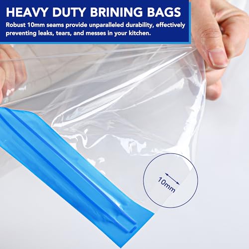 3 Pack 26” x 22” Extra Large Brining Bags for Turkey with String | Double Zippers Turkey Brine Bags for Marinade, Steak, Chicken, Beef, Ham, Pork, , with Date Label - color: 3 pack