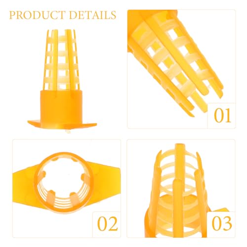 Happyyami 100Pcs Queen Bee Cages Cover Beekeeping Catcher Cup Tube Plastic Bee Isolator Clip Beekeeper Rearing Tools Supplies