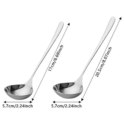 Soup Ladle, 2Pcs 304 Stainless Steel Ladle Spoon Small Gravy Soup Ladle Kitchen Utensil Cooking Serving Spoon for Cooking Buffet, Party, Kitchen(6.69inch+8.07inch)