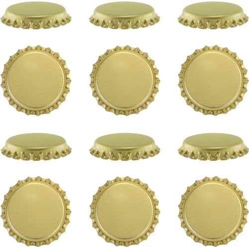 Beer Bottle Colored Pry-Off Caps 12-pk [ Choose Your Color ] Oxygen Absorbing, 26mm Crown Seal Cork, Kombucha Homebrew, PVC Free (Gold) - color: Gold