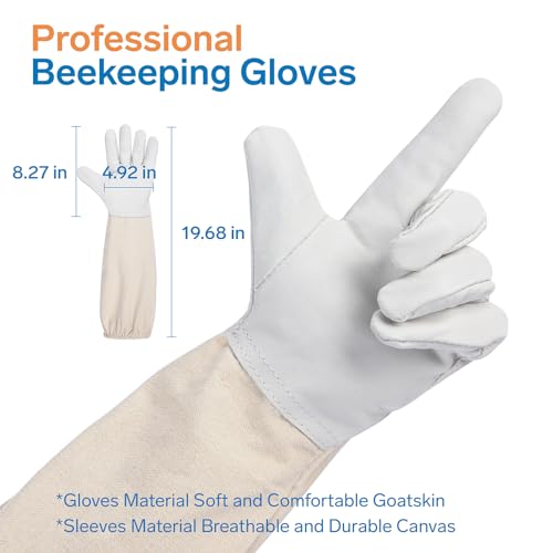 Bee Suit - Beekeeping Jacket for Men & Women - Beekeeper Jacket with Beekeeping Gloves and Veil Hood -Shallow Coffee - size: XX-Large