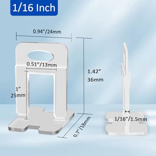 DGSL Tile Leveling System Clips - DIY 2400 Tiles Leveler Spacers - 1/16 Inch Tile Leveling System for Professional Ceramic Tile and Stone Installation - size: 1/16 Inch*2400 Piece