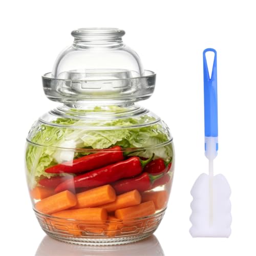 Fermentation Jar, 1.5 Liter Glass Pickle Jar with Water Seal Lid | Clear Glass, Food Grade, Fermentation Kit for Making Pickles Kimchi, Sauerkraut