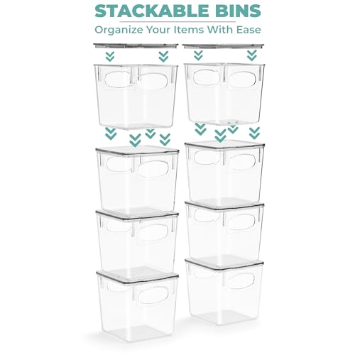 Sorbus 8-Pack Small Clear Plastic Storage Bins – Organizers for Kitchen, Pantry, Fridge, Cabinet & Refrigerator - size: Small, style: 8 Pack