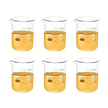 ULAB Scientific Glass Beaker Set, Vol.100ml, Shot Glass, 3.3 Borosilicate Griffin Low Form with Printed Graduation, Pack of 6, UBG1014 - style: Vol.100ml,Pack of 6