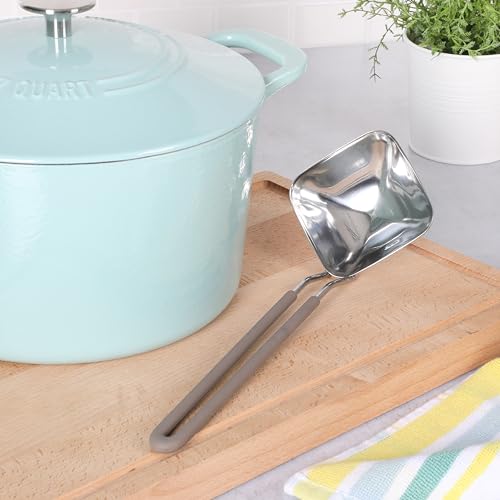 Martha Stewart Sprucedale Stainless Steel 13.5" Rhombus Ladle Spoon With Long Silicone Handle