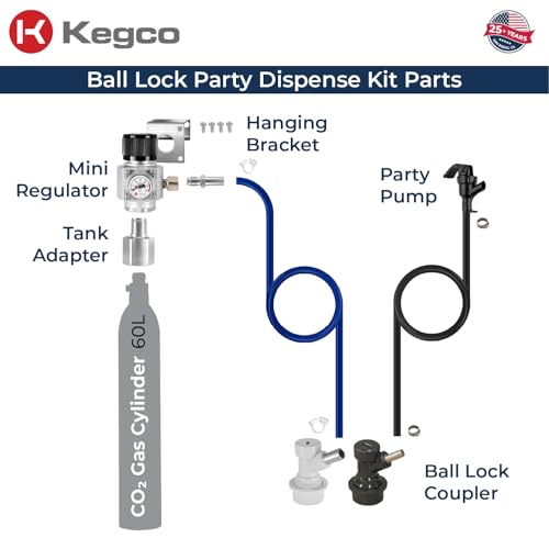 Kegco Single Faucet Ball Lock Home Brew CO2 Party Dispense Kit with Mini Regulator