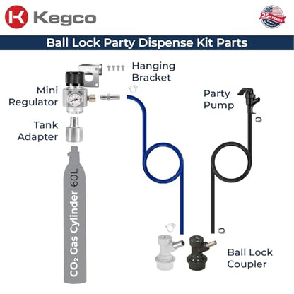 Kegco Single Faucet Ball Lock Home Brew CO2 Party Dispense Kit with Mini Regulator