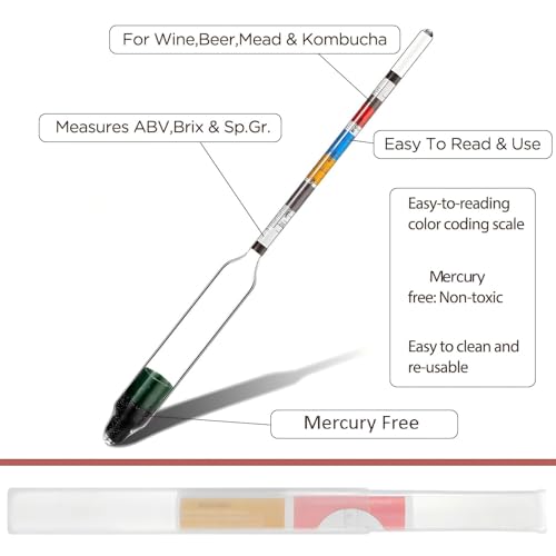 3 Packs Triple Scale Hydrometer with Cleaning Cloth for Wine Beer Mead Kombucha Brewer Elite Hydrometer Alcohol Measuring Tools Brewing Supplies Distilling Equipment for Home Tester
