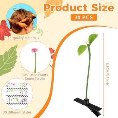 30 Pcs Bean Sprout Hair Clips Rave Mixed Style Plant Hairpins Hair Accessories for Party Irish(Flower Style) - style: Flower Style