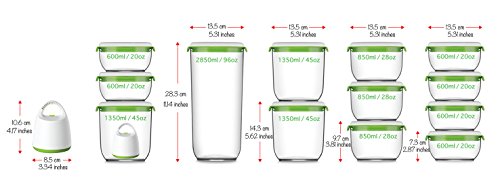 FOSA Vacuum Seal Food Storage System Reusable Container Deluxe Set with Vacuum and 10 Reusable containers - size: 11-Piece All Size Set