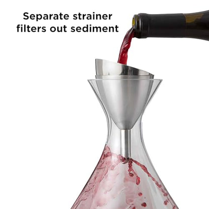 Rabbit Wine Aerator Shower Funnel with Sediment Strainer, Stainless Steel