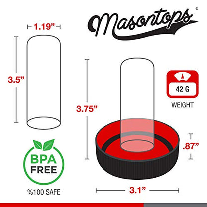 Masontops Jar Safe - Child Proof Herb Container - 2PK - Airtight Storage - Regular Mouth Jar Lock - Stash Bottle Locker - color: Rippin' Red/OG Black, size: Regular Mouth