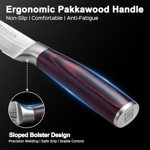 PAUDIN Bread Knife, 10 inch Serrated Knife, German Stainless Steel Bread Knife for Homemade Bread, Razor Sharp Edge for Efficient Slicing Sourdough Bread, Bagels, Cake - style: 10'' Bread Knife