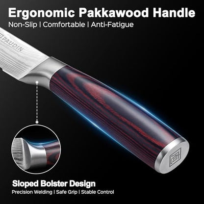 PAUDIN Bread Knife, 10 inch Serrated Knife, German Stainless Steel Bread Knife for Homemade Bread, Razor Sharp Edge for Efficient Slicing Sourdough Bread, Bagels, Cake - style: 10'' Bread Knife