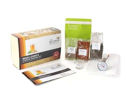 The Big Cheese Beer Lover's Cheese Making Kit - Make Cypriot-Style Cheese & Ale-Washed Squeaky Curds at Home - 12 Batches with Vegetarian Rennet & Recipe Book