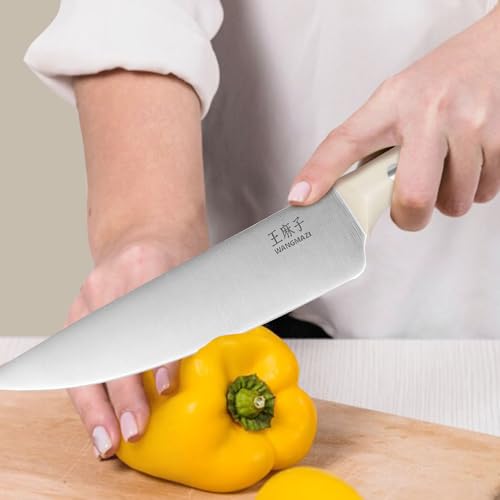 WANGMAZI 15 Pcs Knife Block Set, Japanese High Carbon Stainless Steel Sharp Blade Knife Set, Razor Sharp Knives Set for Kitchen, Dishwasher Safe, Elegant Box for Men Women, Natural - color: 01-Natural