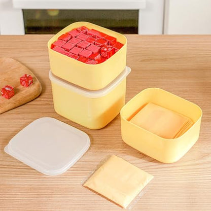 Beaupretty Cheese Storage Boxes Set 4pcs (2 Large + 2 Small) Covered Cheese Keeper Containers for Refrigerator Kitchen Supplies Multi-function Garlic Ginger Storage