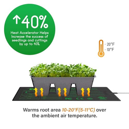 iPower GLHTMTPROSX2 10" x 20.75" Seedling Heat Mat 2-Pack Upgraded Carbon Film Durable Waterproof Indoor Warm Hydroponic Plant Germination Starting Pad, Black - size: 10" x 20.75"(x2), style: Upgraded Carbon Film