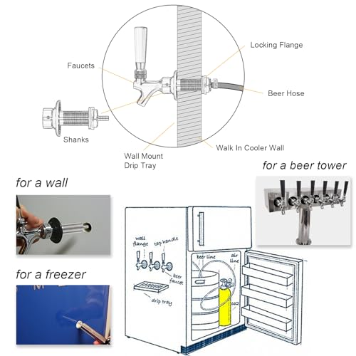 FERRODAY New 3-1/8 inch Shank, Stainless Steel Core Draft Beer Faucet, Chrome Plated Beer Tap, No-Rust No-Leak Beer Tap Faucet, 1/4 Barb Keg Tap Faucet Kegerator Faucet Parts for Homebrew - size: 3-1/8 inch Shank