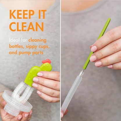Boon Cacti Bottle Cleaning Brush Set - Includes Bottle Brush, Nipple Brush, Detail Brush, and Straw Brush - Baby Bottle Brush Set for Bottle Drying Rack - Baby Essentials - 4 Count - size: 4 Piece Set, style: Cacti Bottle Brush Set