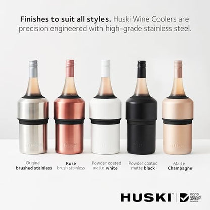 Huski Wine Chiller | Award Winning Iceless Design | Keeps Wine Cold up to 6 Hours | Next Generation Ice Bucket | Fits Some Champagne Bottles | for Wine Lovers (Pink) - color: Powder Pink