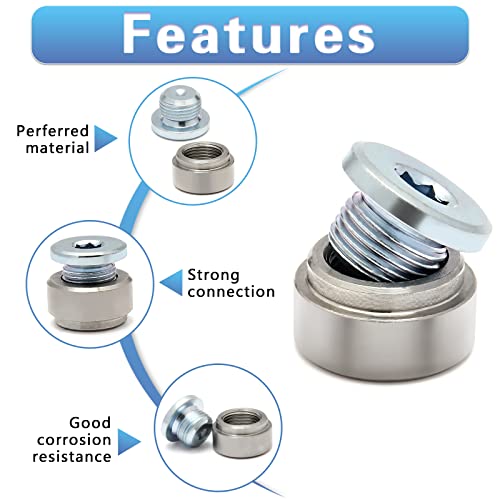 LEDAUT M18X1.5 Stepped Mounting Bung and Plugs Stainless Steel(2 Bungs/2 Plugs) Fittings Weld Bung